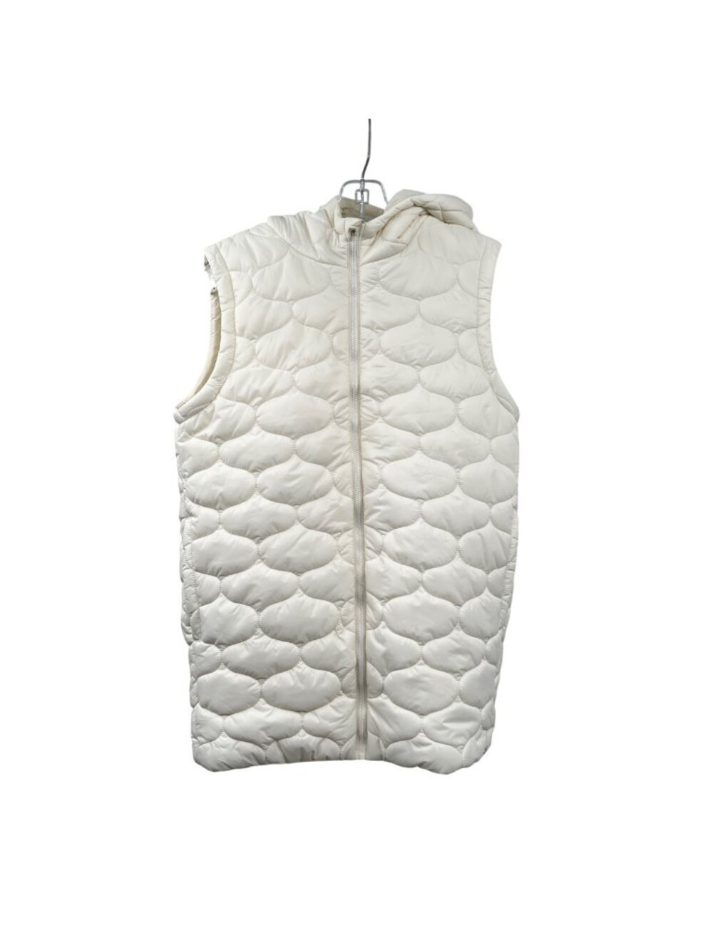 DSG Womens Quilted Vest Full Zip Hooded Ivory Size Large Pockets